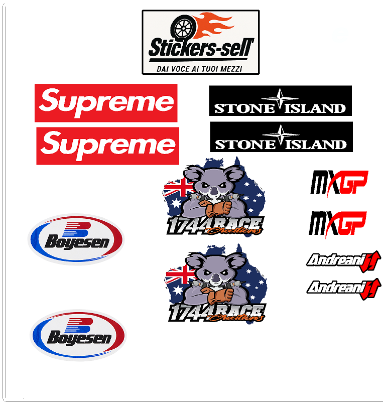 Adesivi Moto - kit sponsor moto + numeri carene 12 pz