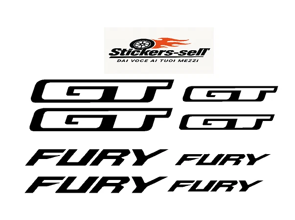 adesivi bici - 8 adesivi GT FURY - stickers GT FURY