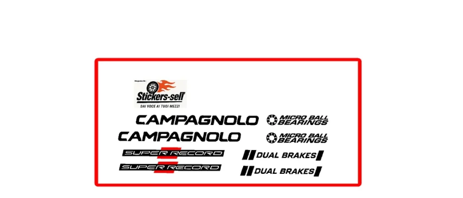 Adesivi bici telaio - 8 adesivi Campagnolo Super Record - 8 stickers