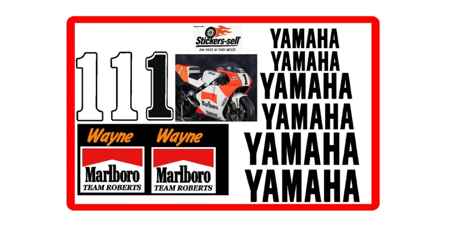 adesivi Moto 13 adesivi YAMAHA WAYNE Stickers YAMAHA Wayne Rainey