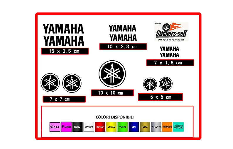 Kit adesivi YAMAHA 11 pezzi stickers disponibili vari colori per moto e scooter