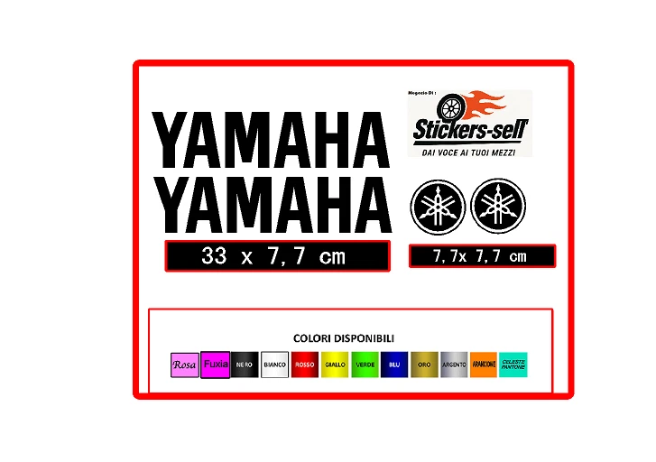 Adesivi 2 Pz 33 cm YAMAHA + 2 Loghi disponibili vari colori per moto e scooter