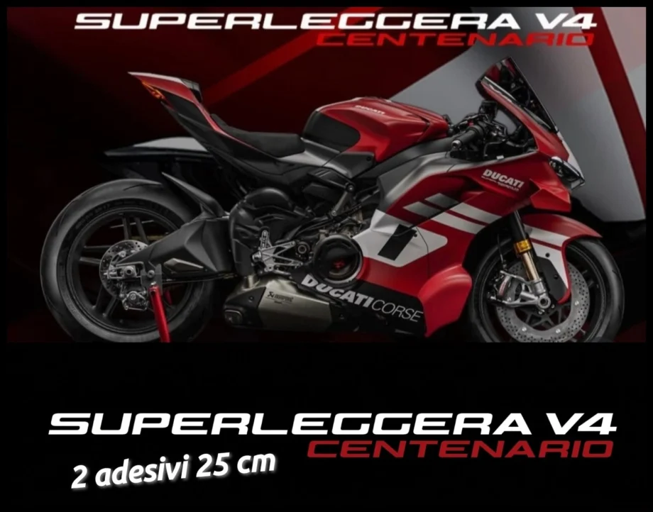 adesivi Moto - 2 adesivi LOGO Ducati Corse Superleggera centenario - 25 Cm