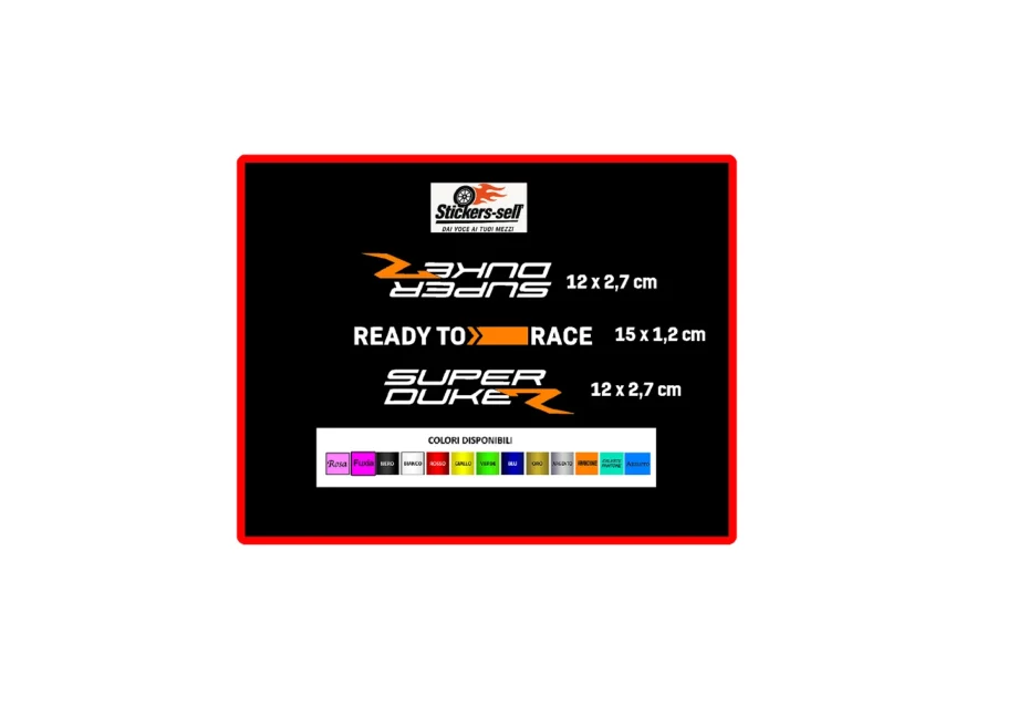 adesivi Moto - 3 adesivi Codino Ktm Duke R Ready to race - Stickers ktm
