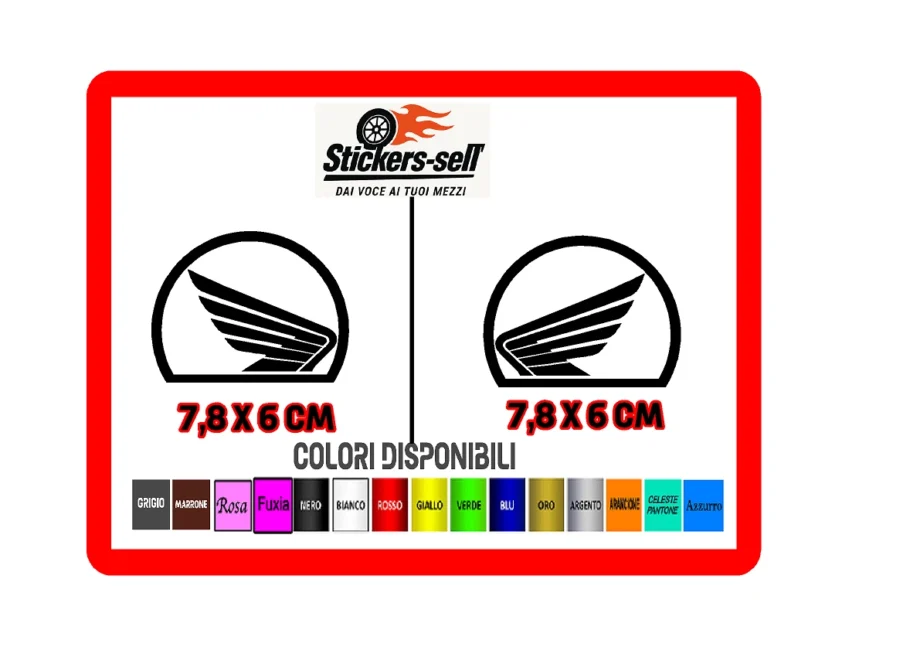 adesivi Moto kit 2 adesivi HONDA LOGO Stickers HONDA SEMICERCHIO - 7,8 X 6 CM