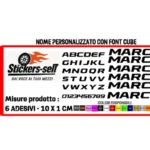 adesivi bici - 6 adesivi CUBE- NOME PERSONALIZZATO FONT Cube - H 1 L 10