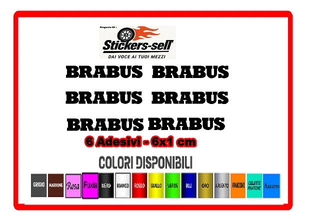 Adesivo Auto Tuning 6 STICKERS BRABUS - 6X1 CM