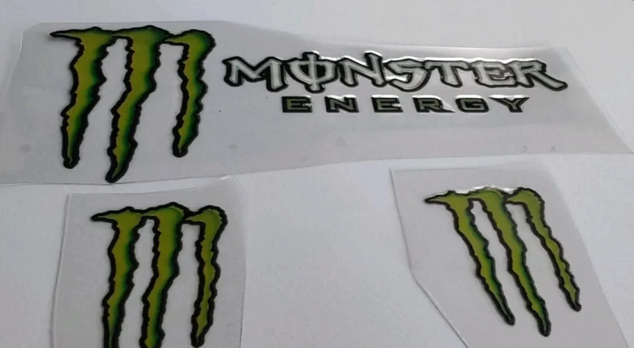 adesivi Moto / Casco - 3 Pz Monster Energy Uv DTF Rilievo -